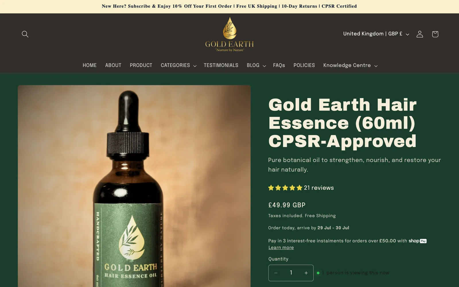 Product page — Before